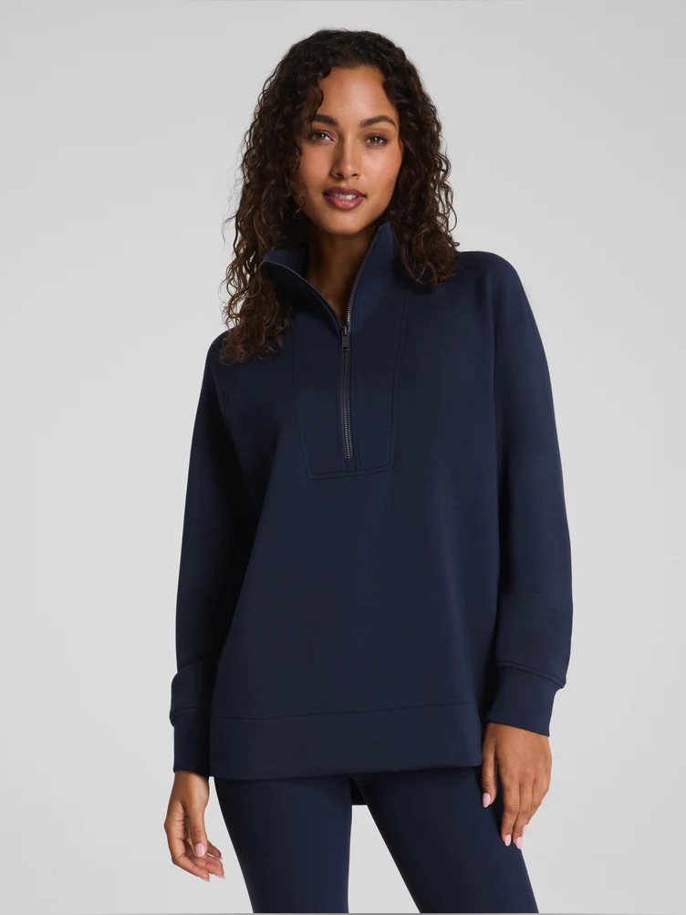 Spanx Airessentials Navy Lounge Half Zip Turtleneck